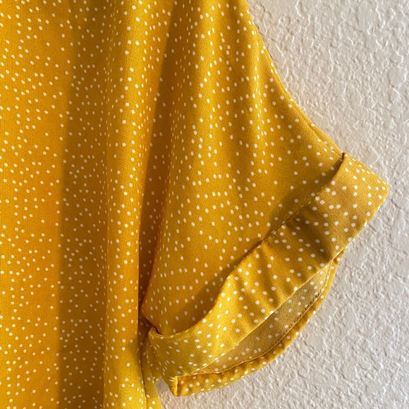 UO Urban Outfitters Yellow Polka Dot Sheer Top - Picture 3 of 7